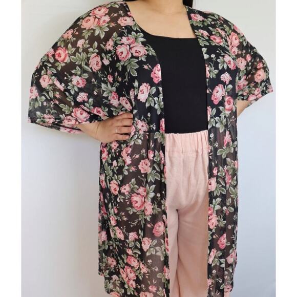 Expresso Plus Size Mesh Floral Print Kimono size 1X‎ - Picture 1 of 5